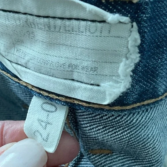 Current/Elliott Boyfriend Crop Jeans Size 24 Heavy Distress Destroyed Denim - Picture 5 of 7